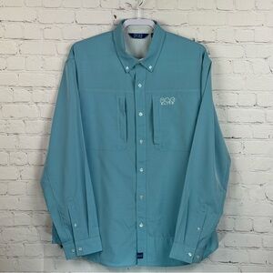 Men's Blue Button Down Fishing Long Sleeve Shirt